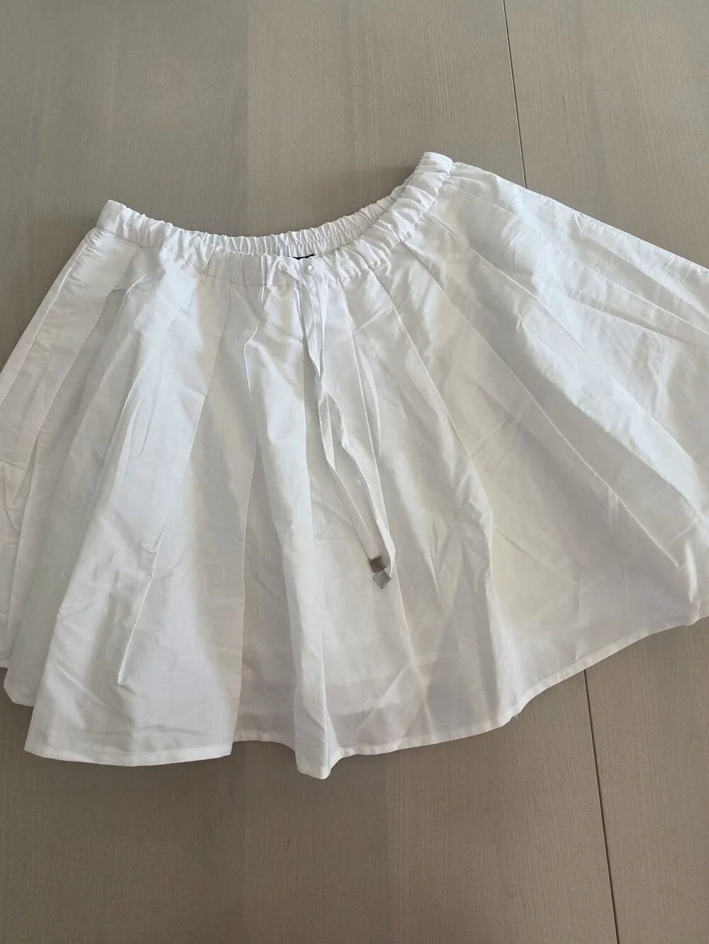 J.Crew Drawstring pleated mini skirt in cotton poplin Sz M $128 White